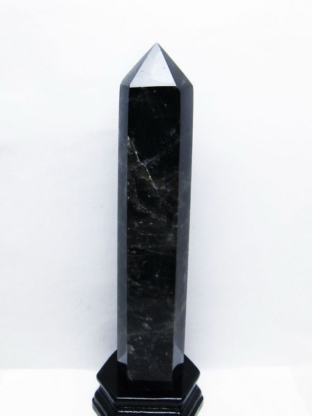 1.8Kg モリオン 純天然 黒水晶 六角柱 [t43-8745]