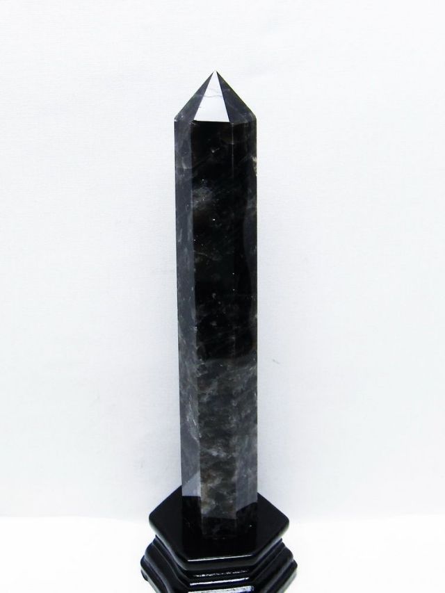 モリオン 純天然 黒水晶 六角柱 [t43-8764]