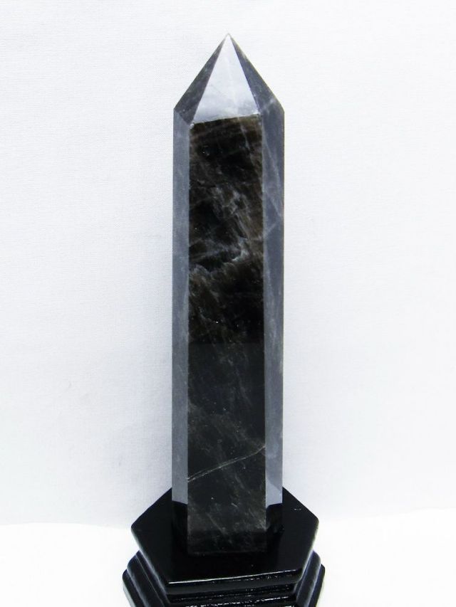 モリオン 純天然 黒水晶 六角柱 [t43-8766]