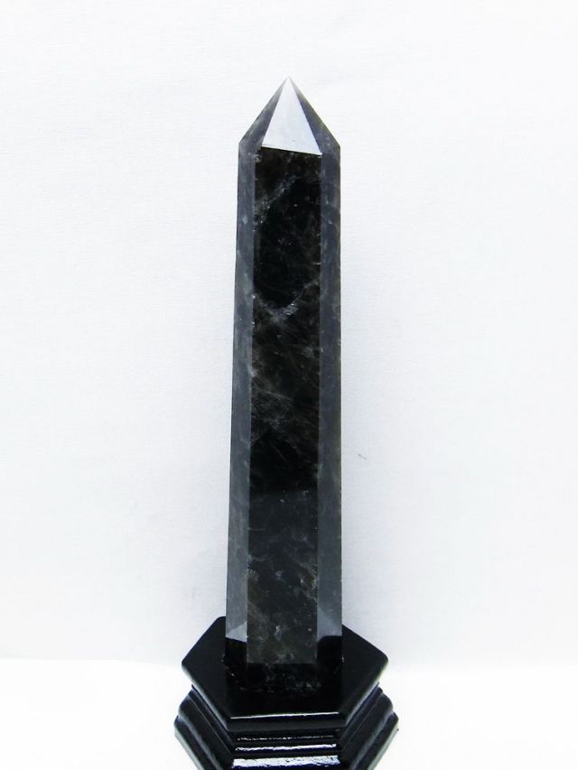 モリオン 純天然 黒水晶 六角柱 [t43-8767]