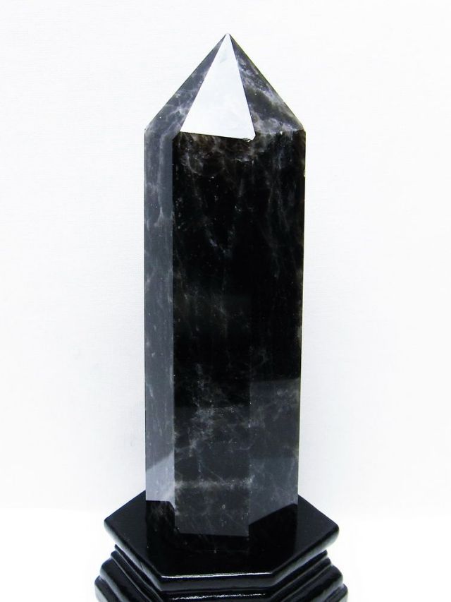 モリオン 純天然 黒水晶 六角柱 [t43-8785]