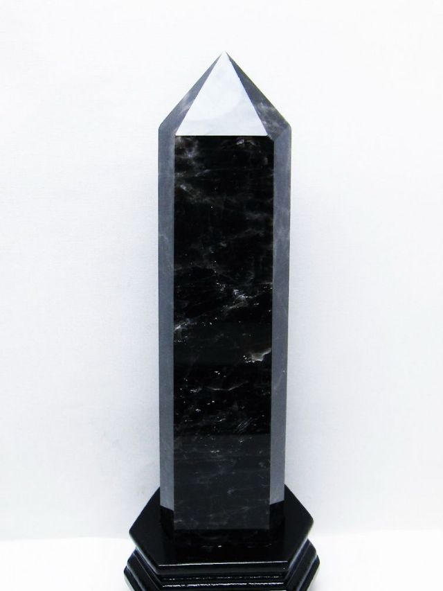 1.7Kg モリオン 純天然 黒水晶 六角柱 [t43-8789]