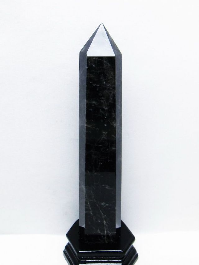 1.1Kg モリオン 純天然 黒水晶 六角柱 [t43-8790]