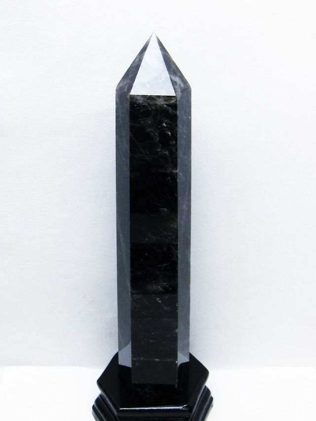 1.7Kg モリオン 純天然 黒水晶 六角柱 [t43-8795]