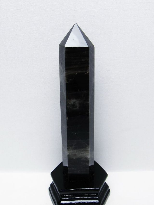 モリオン 純天然 黒水晶 六角柱 [t43-8859]