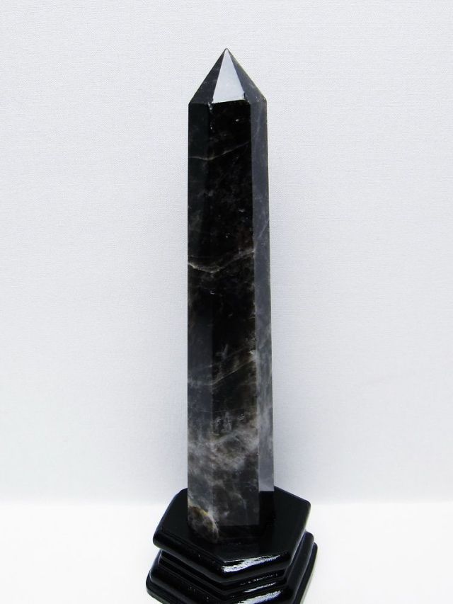 モリオン 純天然 黒水晶 六角柱 [t43-8862]