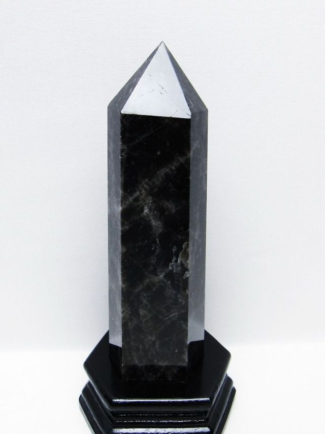 モリオン 純天然 黒水晶 六角柱 [t43-8863]
