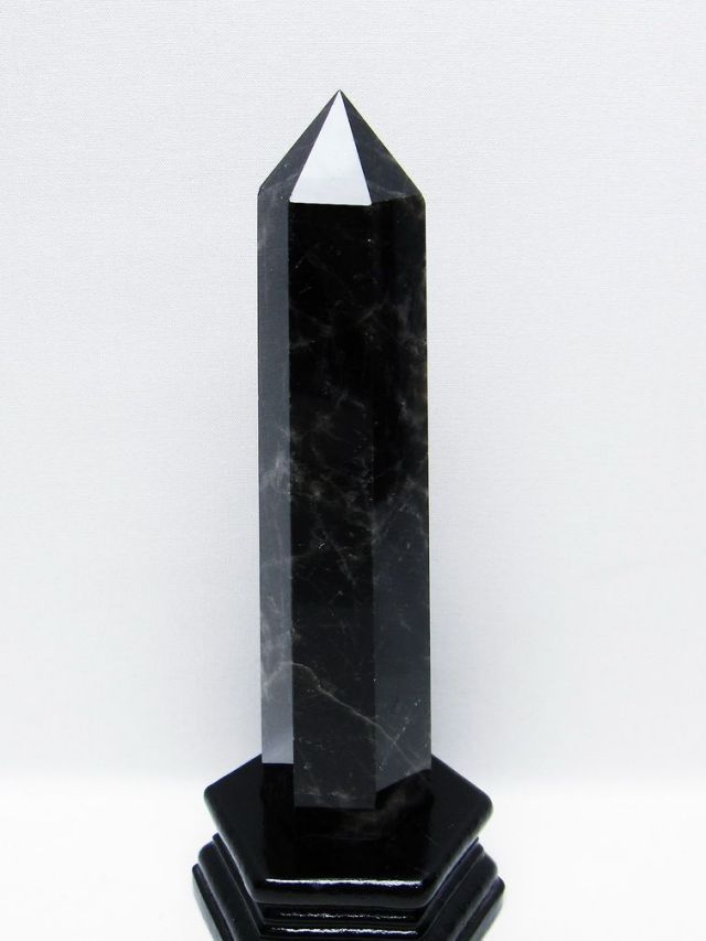 モリオン 純天然 黒水晶 六角柱 [t43-8865]