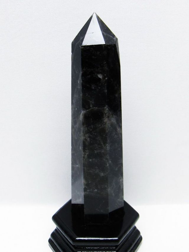 モリオン 純天然 黒水晶 六角柱 [t43-8866]