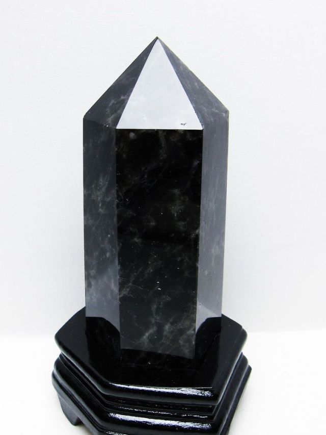 1.7Kg モリオン 純天然 黒水晶 六角柱 [t43-8868]