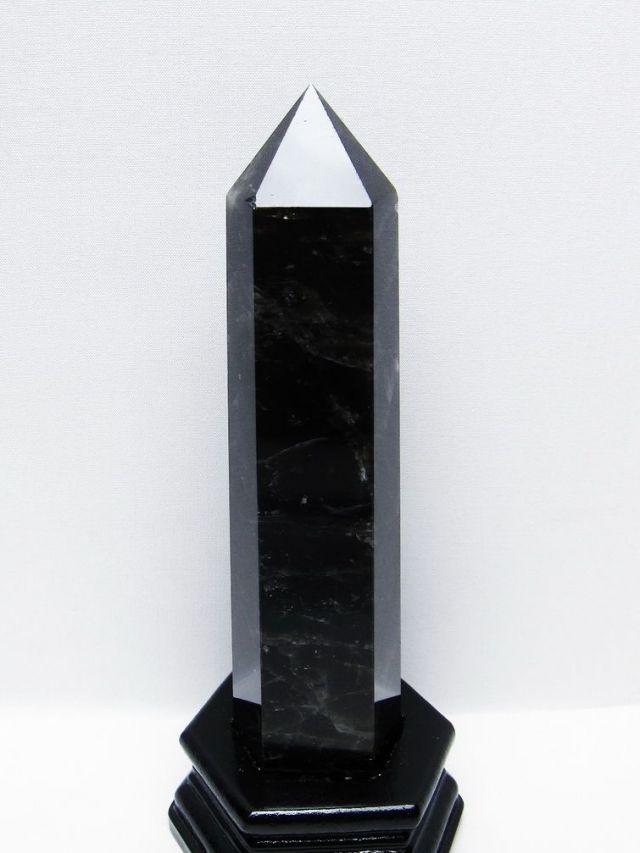 モリオン 純天然 黒水晶 六角柱 [t43-8877]