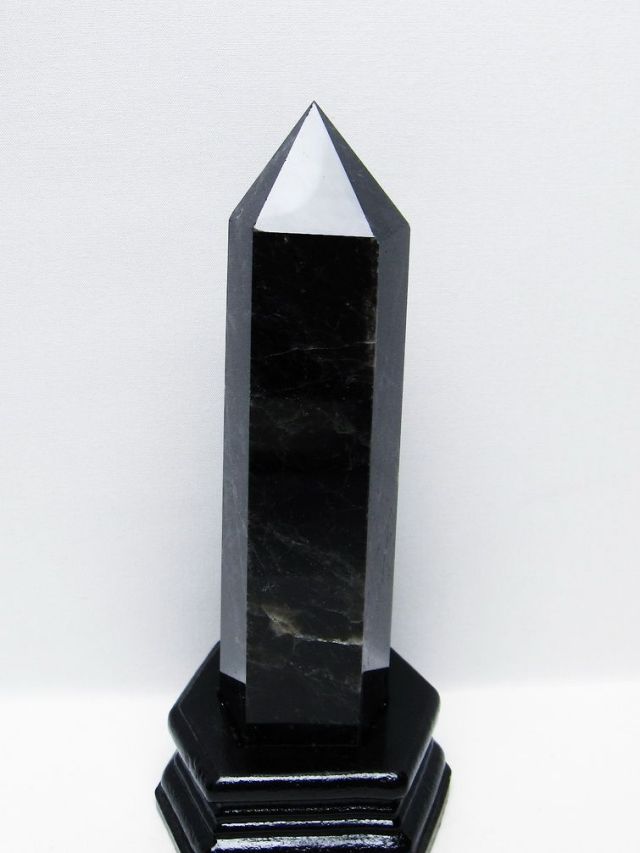 モリオン 純天然 黒水晶 六角柱 [t43-8881]