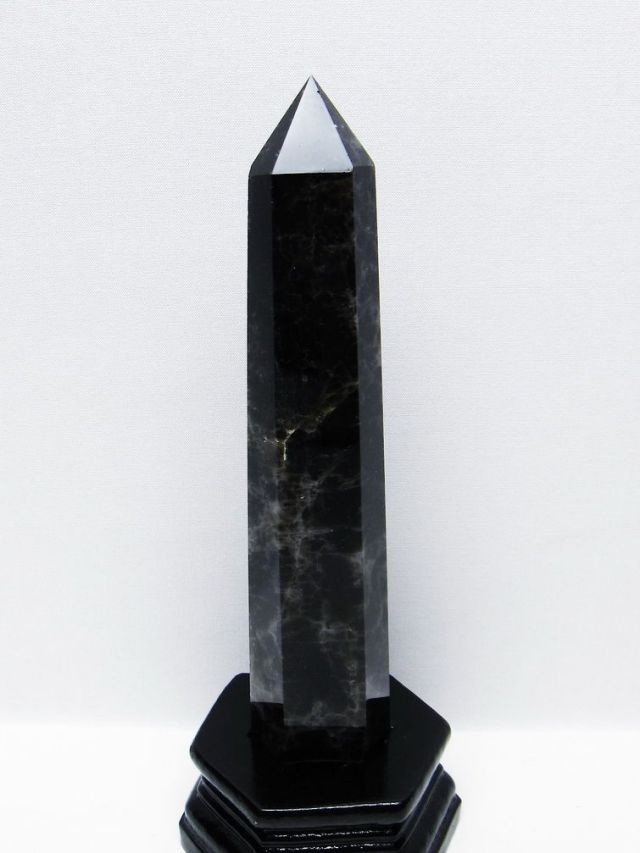 モリオン 純天然 黒水晶 六角柱 [t43-8884]