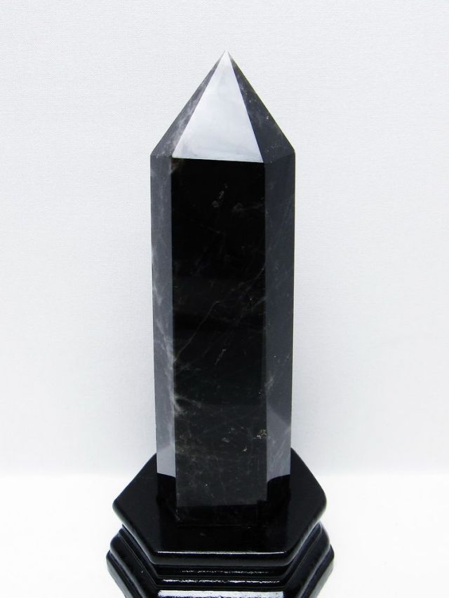 モリオン 純天然 黒水晶 六角柱 [t43-8885]
