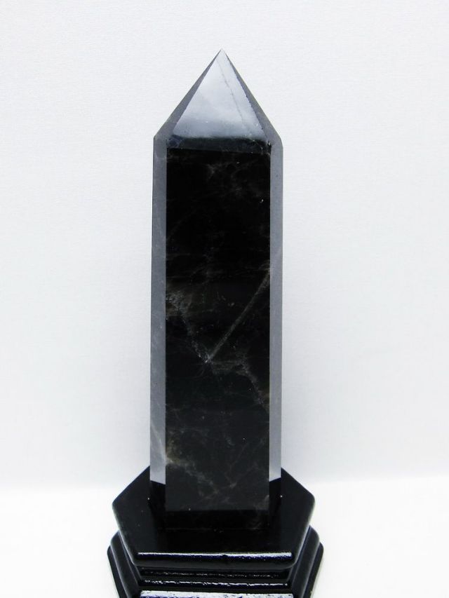 モリオン 純天然 黒水晶 六角柱 [t43-8886]