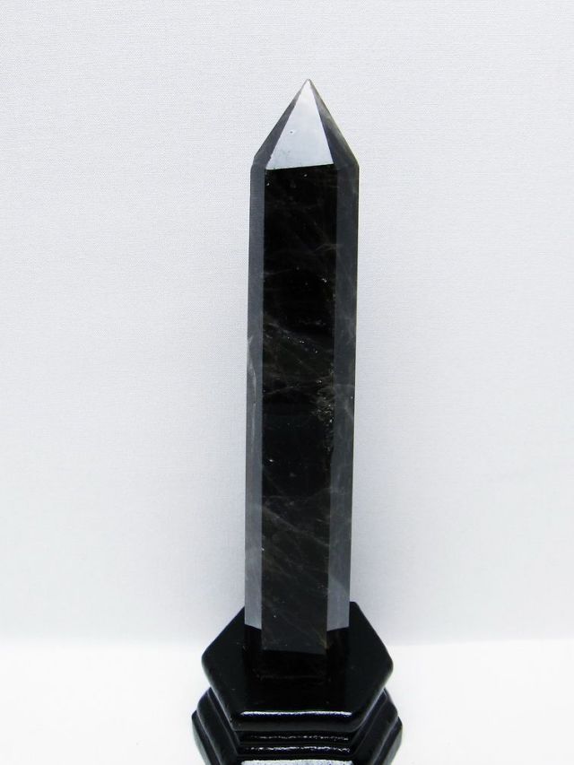 モリオン 純天然 黒水晶 六角柱 [t43-8890]