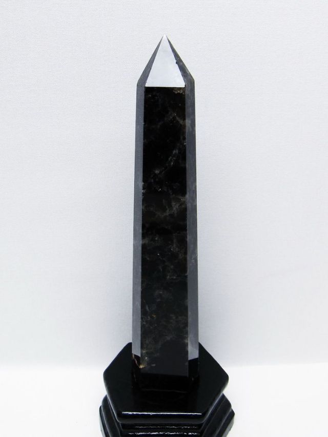 モリオン 純天然 黒水晶 六角柱 [t43-8891]