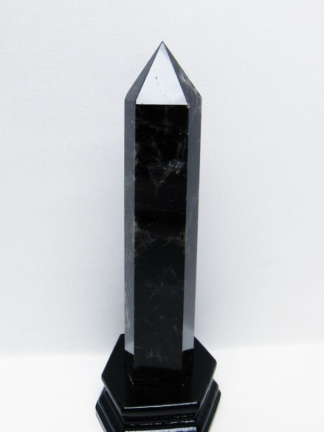 モリオン 純天然 黒水晶 六角柱 [t43-8896]