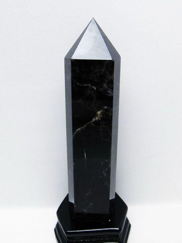 1.1Kg モリオン 純天然 黒水晶 六角柱 [t43-8902]