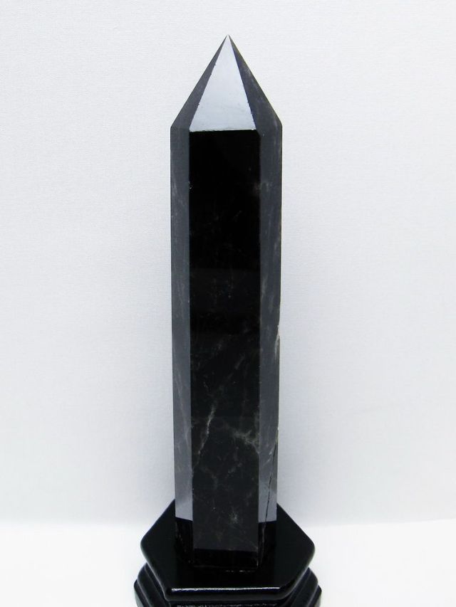モリオン 純天然 黒水晶 六角柱 [t43-8904]