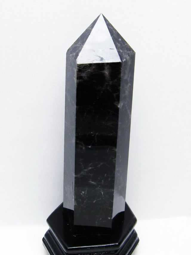 1.7Kg モリオン 純天然 黒水晶 六角柱 [t43-8913]