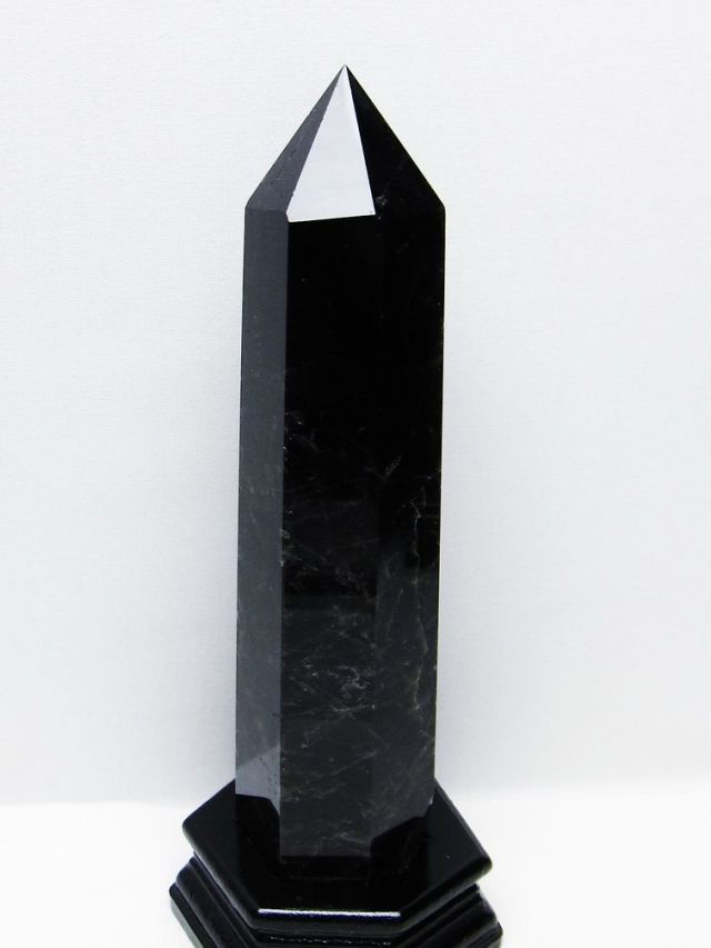 1.3Kg モリオン 純天然 黒水晶 六角柱 [t43-8919]