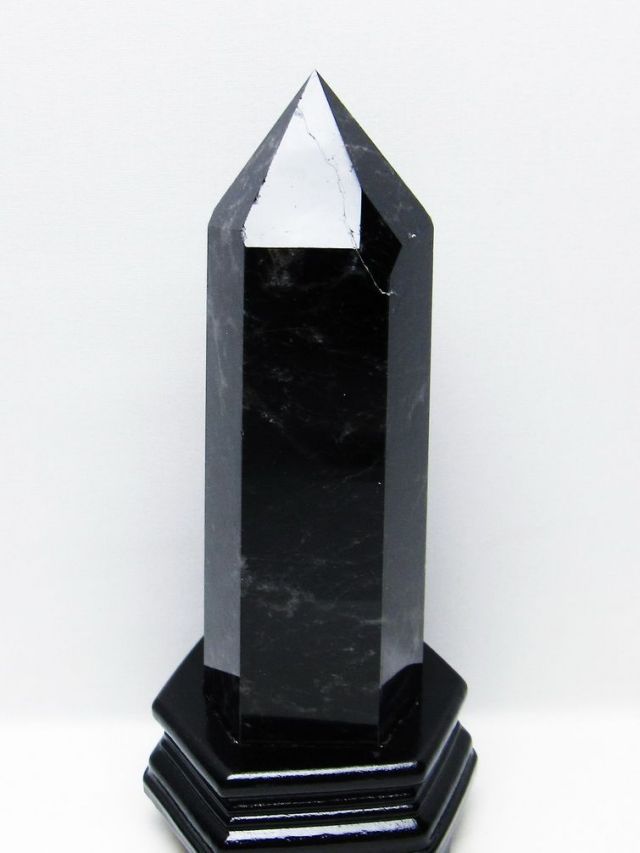 1.5Kg モリオン 純天然 黒水晶 六角柱 [t43-8926]