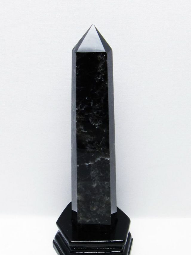 モリオン 純天然 黒水晶 六角柱 [t43-8927]