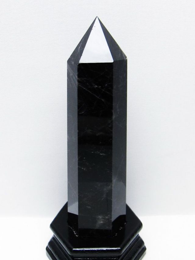 モリオン 純天然 黒水晶 六角柱 [t43-8934]