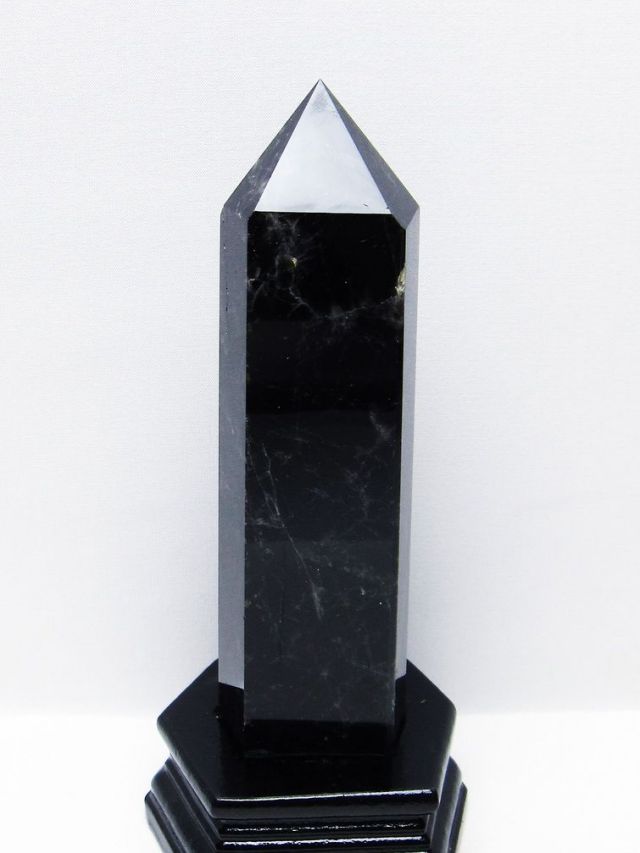 モリオン 純天然 黒水晶 六角柱 [t43-8935]