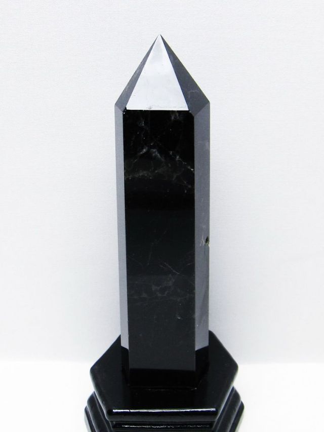 モリオン 純天然 黒水晶 六角柱 [t43-8937]