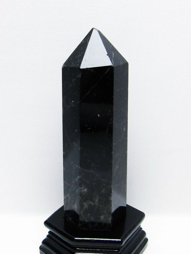 モリオン 純天然 黒水晶 六角柱 [t43-8939]