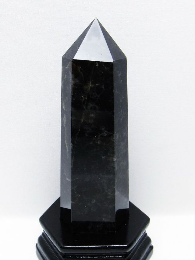モリオン 純天然 黒水晶 六角柱 [t43-8942]
