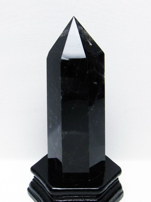 モリオン 純天然 黒水晶 六角柱 [t43-8944]