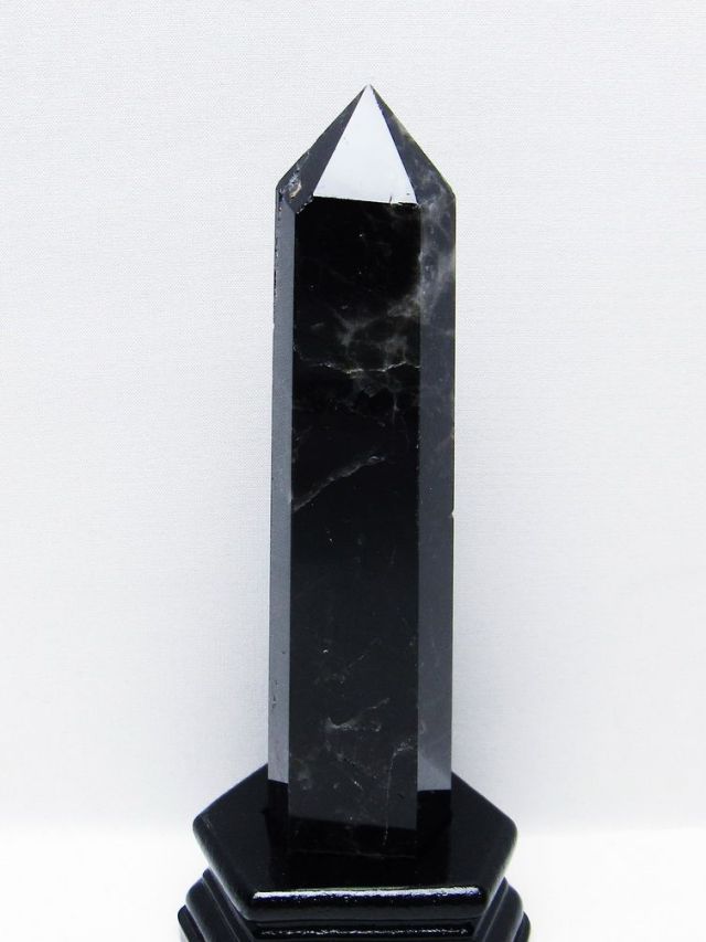 モリオン 純天然 黒水晶 六角柱 [t43-8945]