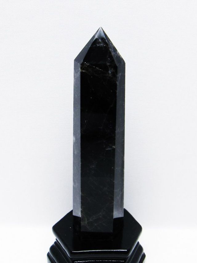 モリオン 純天然 黒水晶 六角柱 [t43-8946]