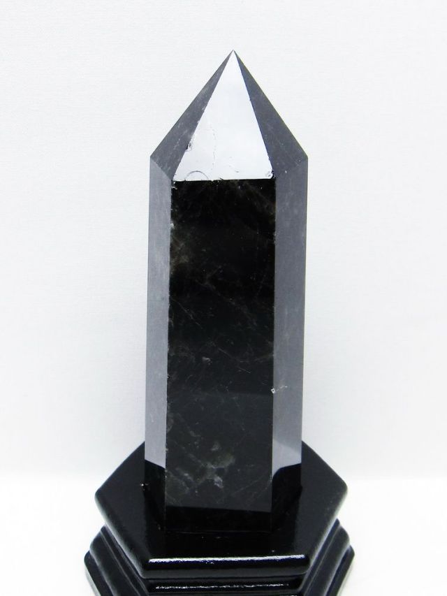 モリオン 純天然 黒水晶 六角柱 [t43-8948]