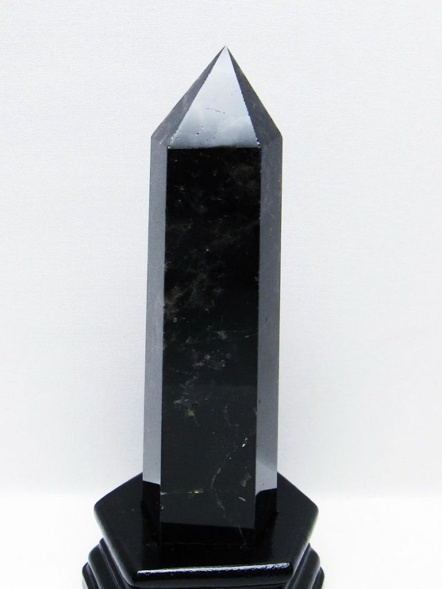 モリオン 純天然 黒水晶 六角柱 [t43-8949]