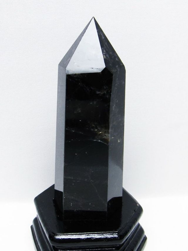 モリオン 純天然 黒水晶 六角柱 [t43-8951]
