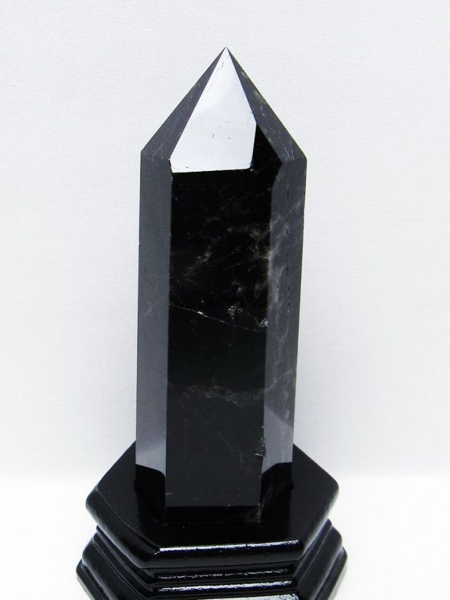 モリオン 純天然 黒水晶 六角柱 [t43-8952]
