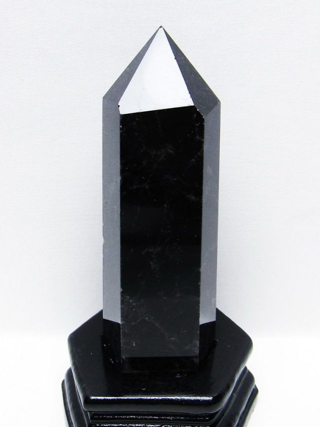 モリオン 純天然 黒水晶 六角柱 [t43-8956]