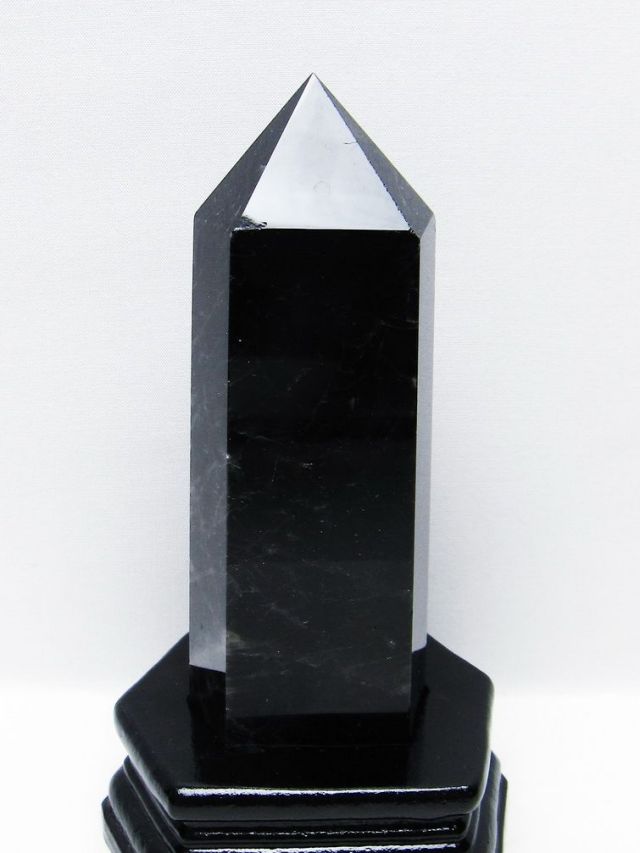 モリオン 純天然 黒水晶 六角柱 [t43-8957]