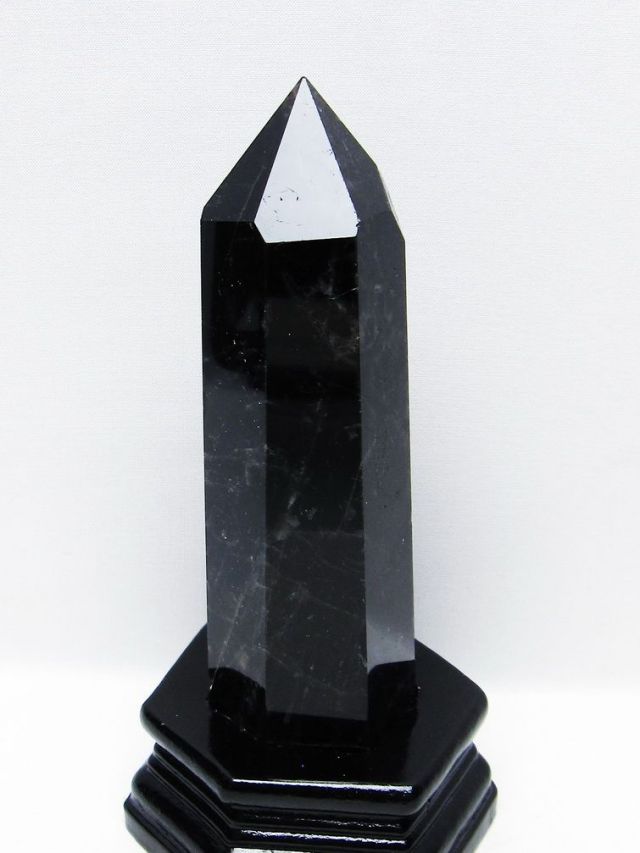 モリオン 純天然 黒水晶 六角柱 [t43-8958]