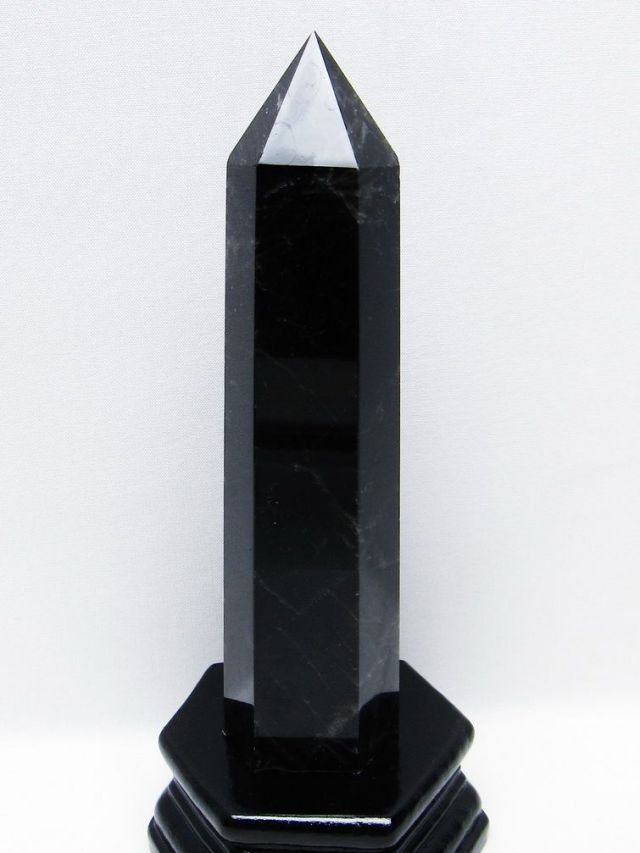 モリオン 純天然 黒水晶 六角柱 [t43-8961]