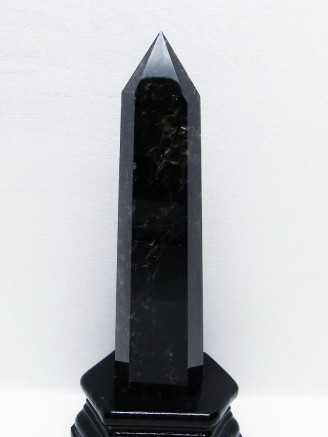 モリオン 純天然 黒水晶 六角柱 [t43-8962]