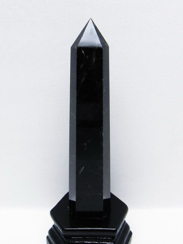 モリオン 純天然 黒水晶 六角柱 [t43-8963]
