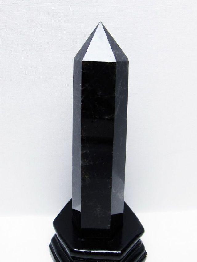 モリオン 純天然 黒水晶 六角柱 [t43-8967]