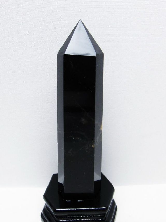 モリオン 純天然 黒水晶 六角柱 [t43-8968]