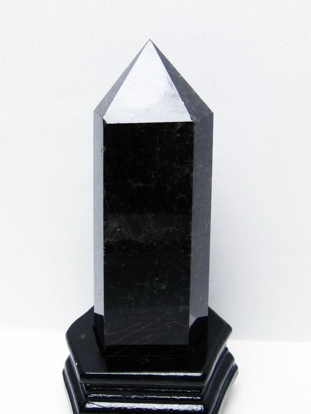 1.2Kg モリオン 純天然 黒水晶 六角柱 [t43-8971]