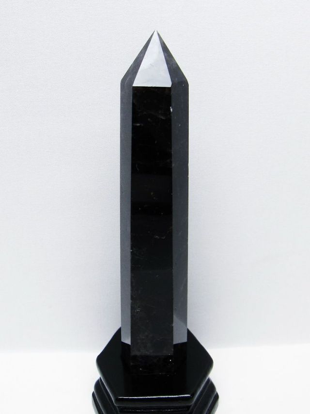 モリオン 純天然 黒水晶 六角柱 [t43-8973]